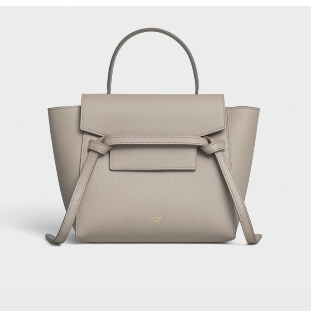 CELINE Nano Belt Bag Light Taupe Grey Beige Grained Calfskin EUC